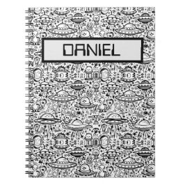Caderno Espiral Padrão de alienígena Personalizado