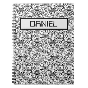 Caderno Espiral Padrão de alienígena Personalizado
