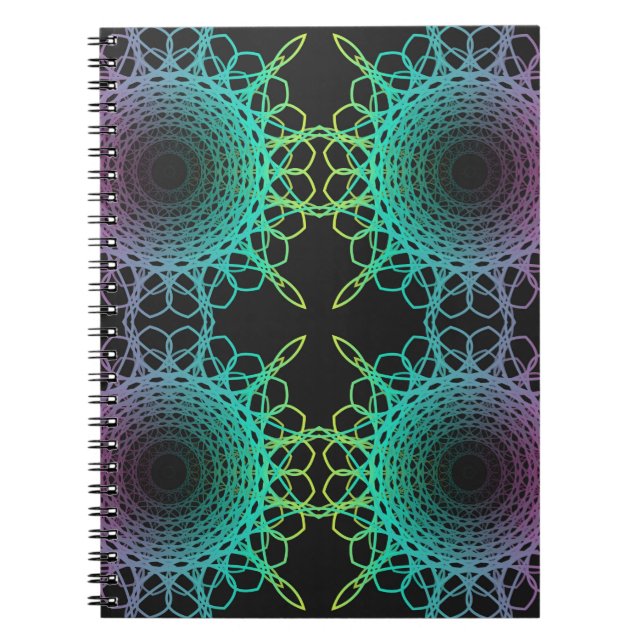 Caderno Espiral Padrão de alinhamento geométrico colorido do abstr (Frente)