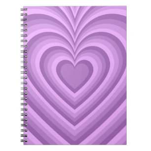 Caderno Espiral Padrão de Amor Coração Hipnótico Roxo