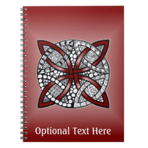 Caderno Espiral Padrão de Anel de Casamento Duplo Vermelho