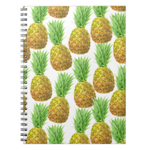 Caderno Espiral Padrão de aquarela de abacaxi