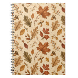 Caderno Espiral Padrão de Aquarela de Folhas de Outono 