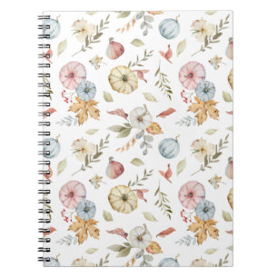 Caderno Espiral Padrão de Aquarela de outono elegante