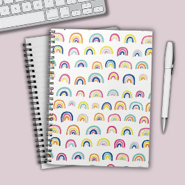 Caderno Espiral Padrão de aquarela em arco-íris