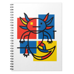 Caderno Espiral Padrão de Arte Abstrata Divertido de Axolote Piet 