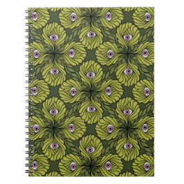 Caderno Espiral Padrão de Arte de Fantasia Verde, Primavera de Fáb