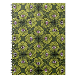 Caderno Espiral Padrão de Arte de Fantasia Verde, Primavera de Fáb
