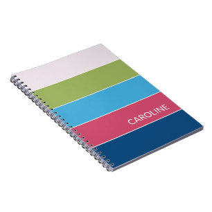 Caderno Espiral Padrão de arte de listras de bloco multicolorido r