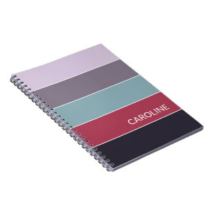 Caderno Espiral Padrão de Arte de Stripes de Bloqueio Multicolores