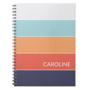 Caderno Espiral Padrão de Arte de Stripes de Bloqueio Multicolores