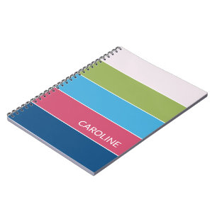 Caderno Espiral Padrão de Arte de Stripes de Bloqueio Multicolores