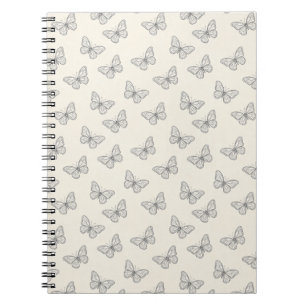 Caderno Espiral Padrão de Arte em Linha de Borboleta