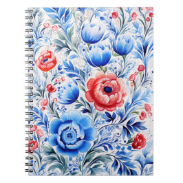 Caderno Espiral padrão de arte popular ucraniano