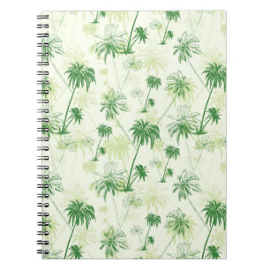 Caderno Espiral Padrão de Árvore de Palma Verde