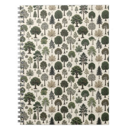 Caderno Espiral Padrão de Árvores