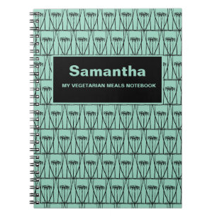 Caderno Espiral Padrão de Árvores de Coco Silhouette, Bonitas e Ve