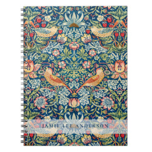 Caderno Espiral Padrão de Aves William Morris da Marca Personaliza