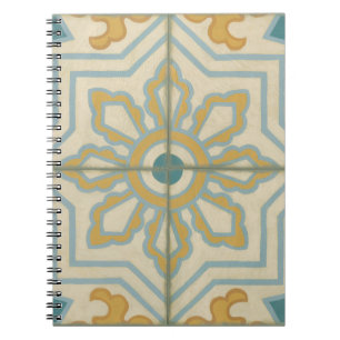 Caderno Espiral Padrão de Azulejo Decorativo do Velho Mundo