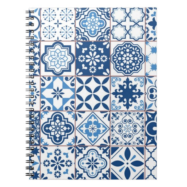 Caderno Espiral Padrão de azulejos cerâmicos (Frente)