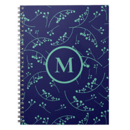 Caderno Espiral padrão de bagas de tartaruga na moda monograma