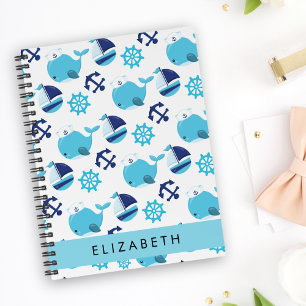 Caderno Espiral Padrão De Baleias, Baleias Azuis, Seu Nome