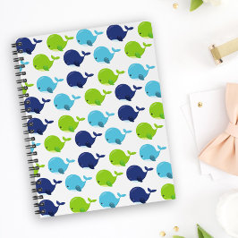 Caderno Espiral Padrão De Baleias, Baleias Cutas, Animais Do Mar