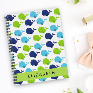 Caderno Espiral Padrão De Baleias, Baleias Cutas, Seu Nome