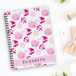 Caderno Espiral Padrão De Baleias, Baleias Rosa, Seu Nome
