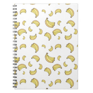 Caderno Espiral Padrão de Banana Fofa Estética de Banana Desenha