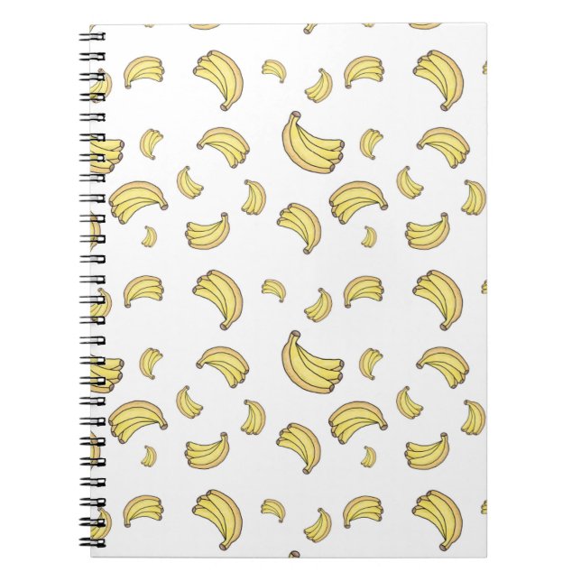 Caderno Espiral Padrão de Banana Fofa | Estética de Banana Desenha (Frente)