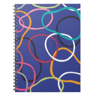 Caderno Espiral Padrão de Bandas dos círculos de Abstrato de Vinta