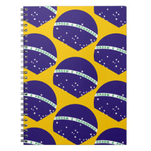 Caderno Espiral Padrão de bandeira do Brasil