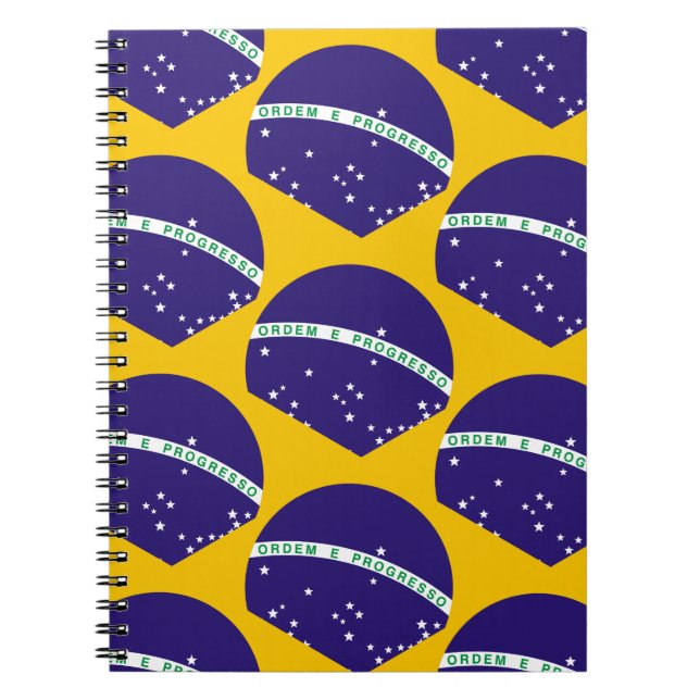 Caderno Espiral Padrão de bandeira do Brasil (Frente)