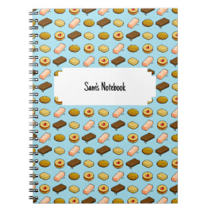Caderno Espiral Padrão de Biscoito de Biscoito de Arte Pixel