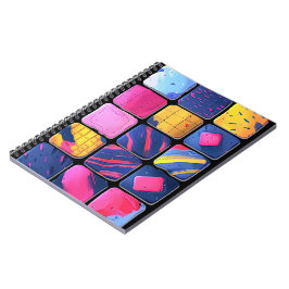 Caderno Espiral Padrão de blocos coloridos do abstrato