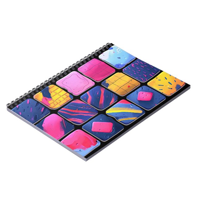 Caderno Espiral Padrão de blocos coloridos do abstrato (Left Side)