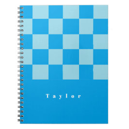 Caderno Espiral Padrão de blocos quadrados azuis-escuros e claros