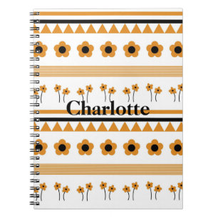 Caderno Espiral Padrão de Boho do Triângulo do Flor de Faixa de Bo