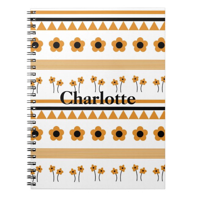 Caderno Espiral Padrão de Boho do Triângulo do Flor de Faixa de Bo (Frente)