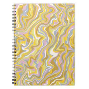 Caderno Espiral Padrão de Boho Líquido do Hippie 70s Green Marble