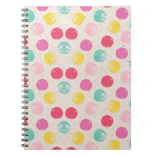 Caderno Espiral Padrão de Bolinhas colorido bonito