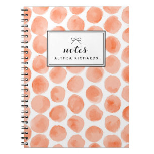 Caderno Espiral Padrão de Bolinhas de Cor de Água Laranja Personal