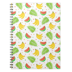 Caderno Espiral Padrão de Bolinhas de Fruta tropical