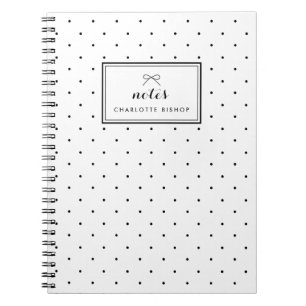 Caderno Espiral Padrão de Bolinhas Pretas Modernas Personalizado