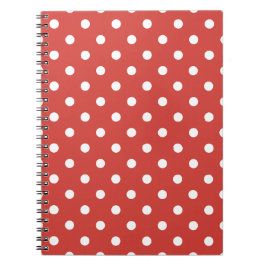 Caderno Espiral Padrão de Bolinhas Vermelhas e Brancas