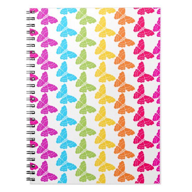 Caderno Espiral Padrão de borboleta cotovelo-cotovelo bonito e col (Frente)