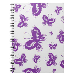 Caderno Espiral Padrão de borboleta roxa