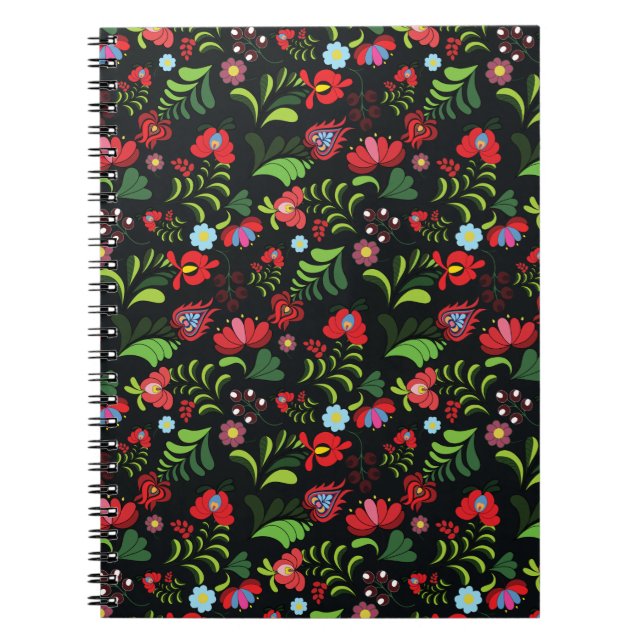 Caderno Espiral Padrão de Bordado Húngaro Matyo (Frente)