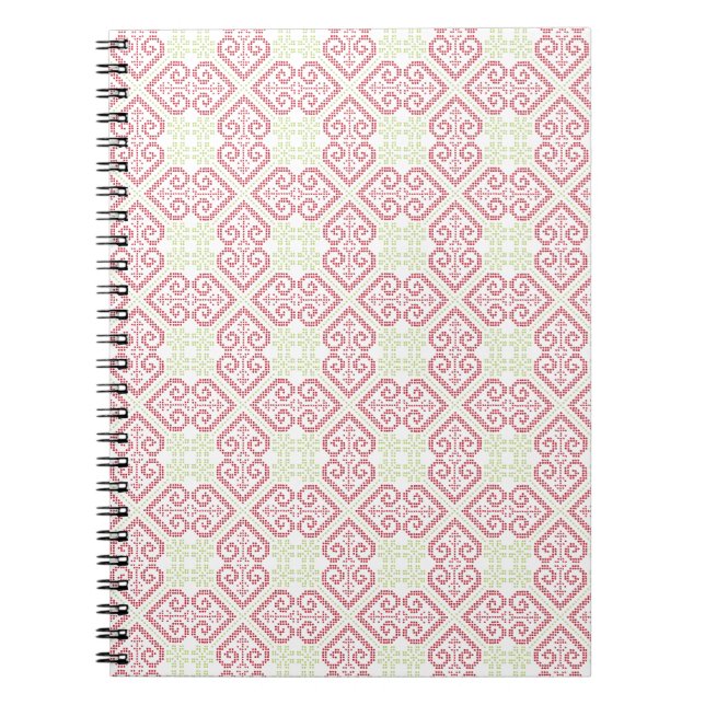 Caderno Espiral Padrão de bordados cruzados (Frente)